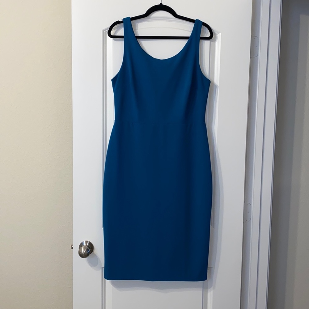 Betsey Johnson Teal Blue Sleeveless Midi Sheath Dress